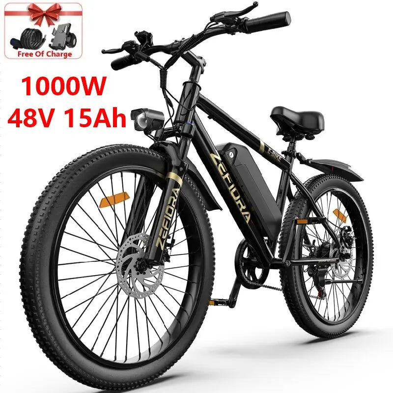 Zefiora M10 Electric Mountain Bike, 26/29-Inch Wheels, 1000W Motor, 48V Battery E-Bike