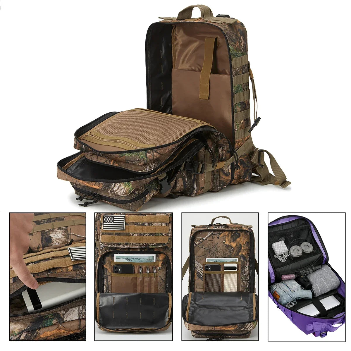 45L Tactical Hunting Backpack, Large Capacity Outdoor Rucksack for Hiking, Camping & Travel