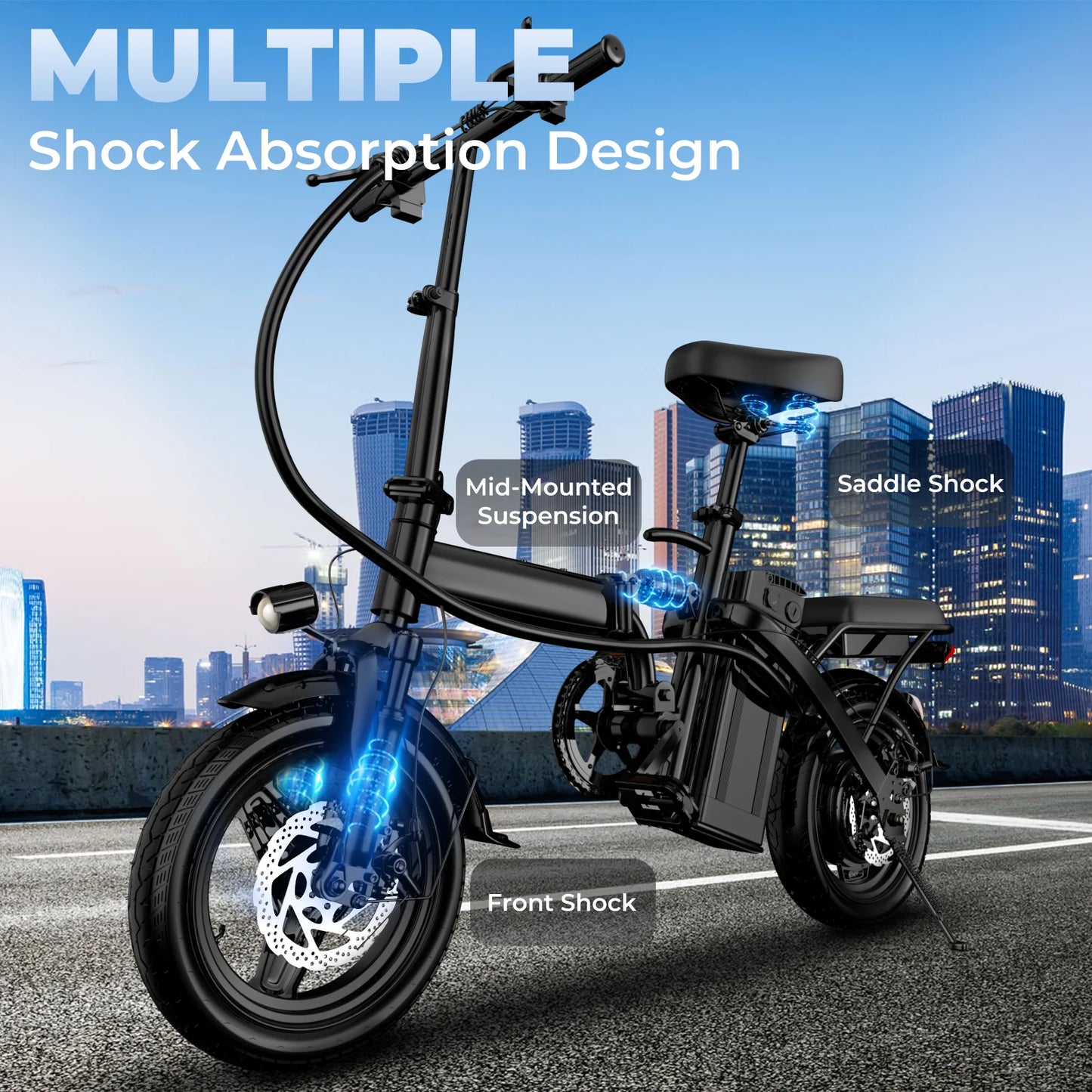 TERROSOR T1 Folding Electric Bike – 500W Motor, 48V 10.4Ah Battery & 22-Mile Range