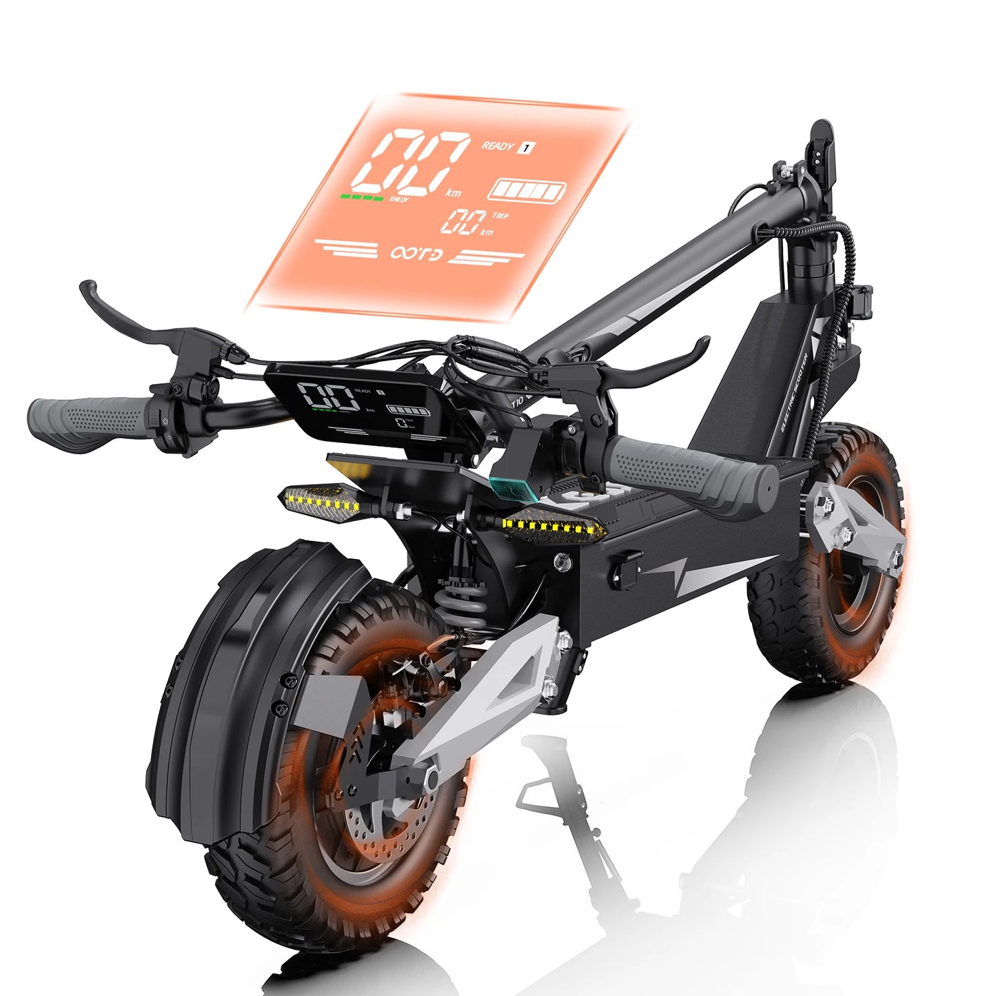 OOTD T10 Electric Scooter 900W Brushless Motor with 48V Lithium Battery & 11" Off-Road Tires