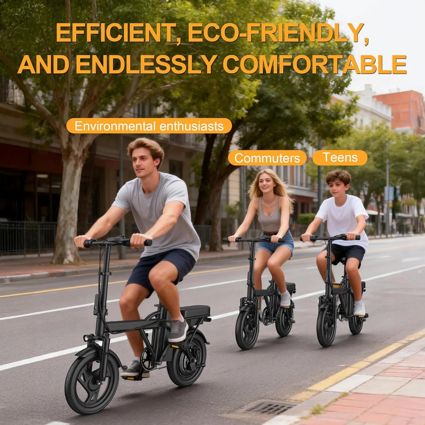 14" Foldable Electric Bike with 500W Motor & Dual Seats