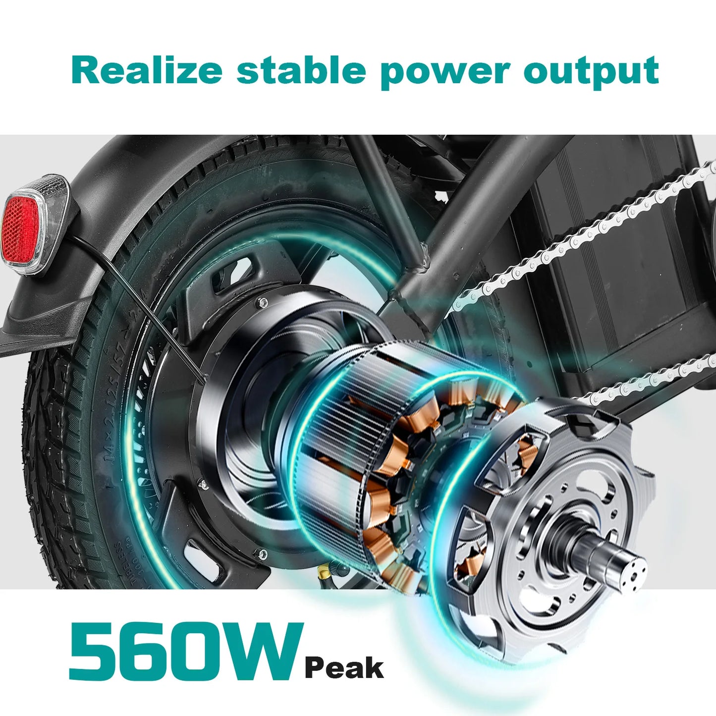 14" Folding Electric Bike with 560W Peak Motor and 32-Mile Range