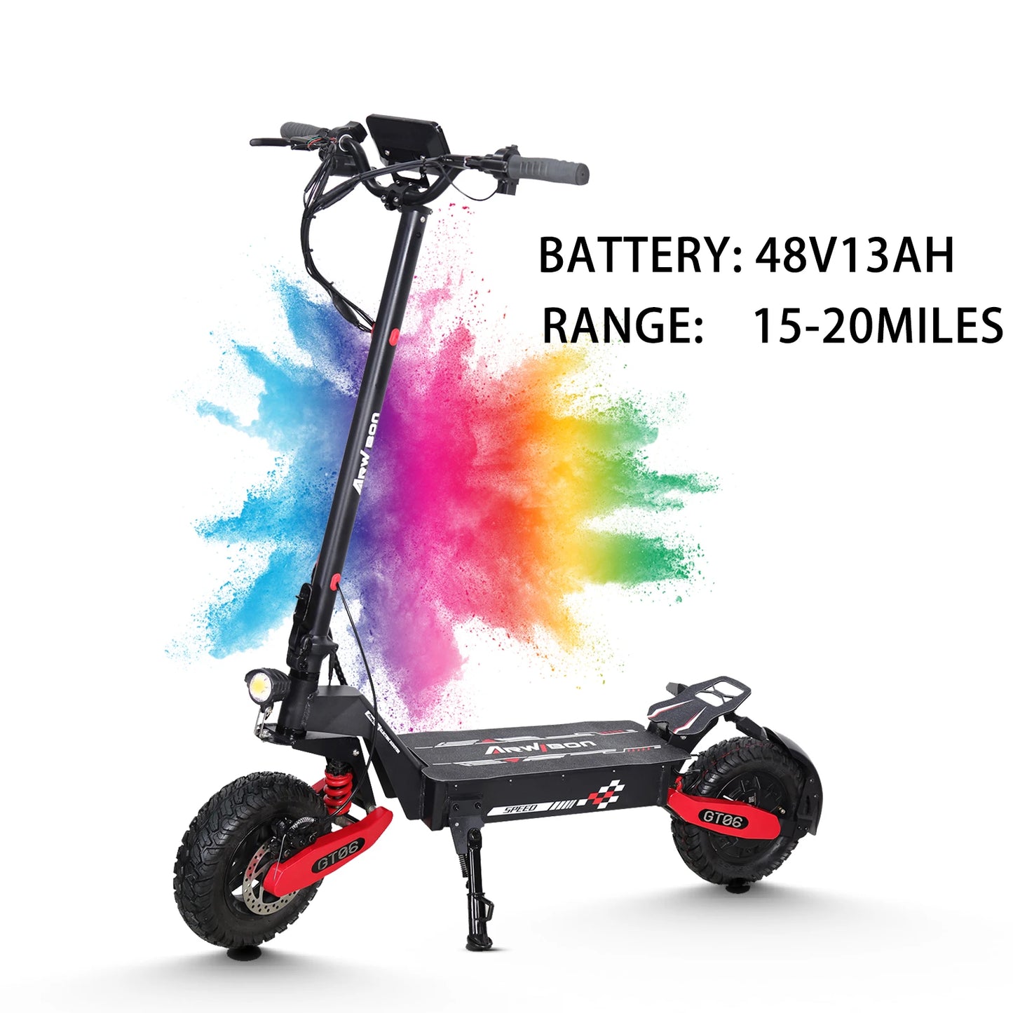 Arwibon GT06 Foldable Electric Scooter with 1200W Motor, 25 MPH Top Speed & 11" Off-Road Tires