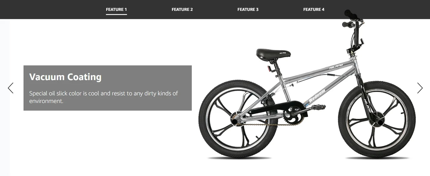 Hiland 20-Inch Kids BMX Bike for Boys & Girls Ages 5-12, Freestyle BMX with 360° Rotor & 4 Pegs