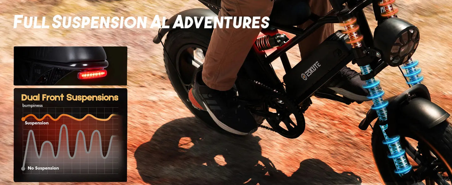 Eskute V100 Electric Bike – 1500W Peak Motor, 48V 13Ah Battery & 28MPH Top Speed