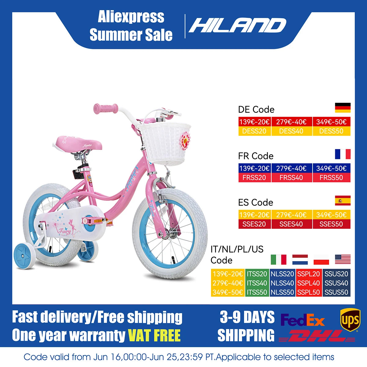 JOYSTAR Fairy Girls Bike for Toddlers & Kids Ages 2-9, Training Wheels, Handbrake & Basket