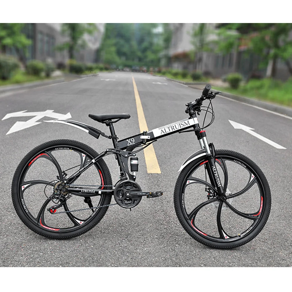 26-Inch Mountain Bike for Men & Women, 21-Speed Dual Suspension Bicycle with Disc Brakes