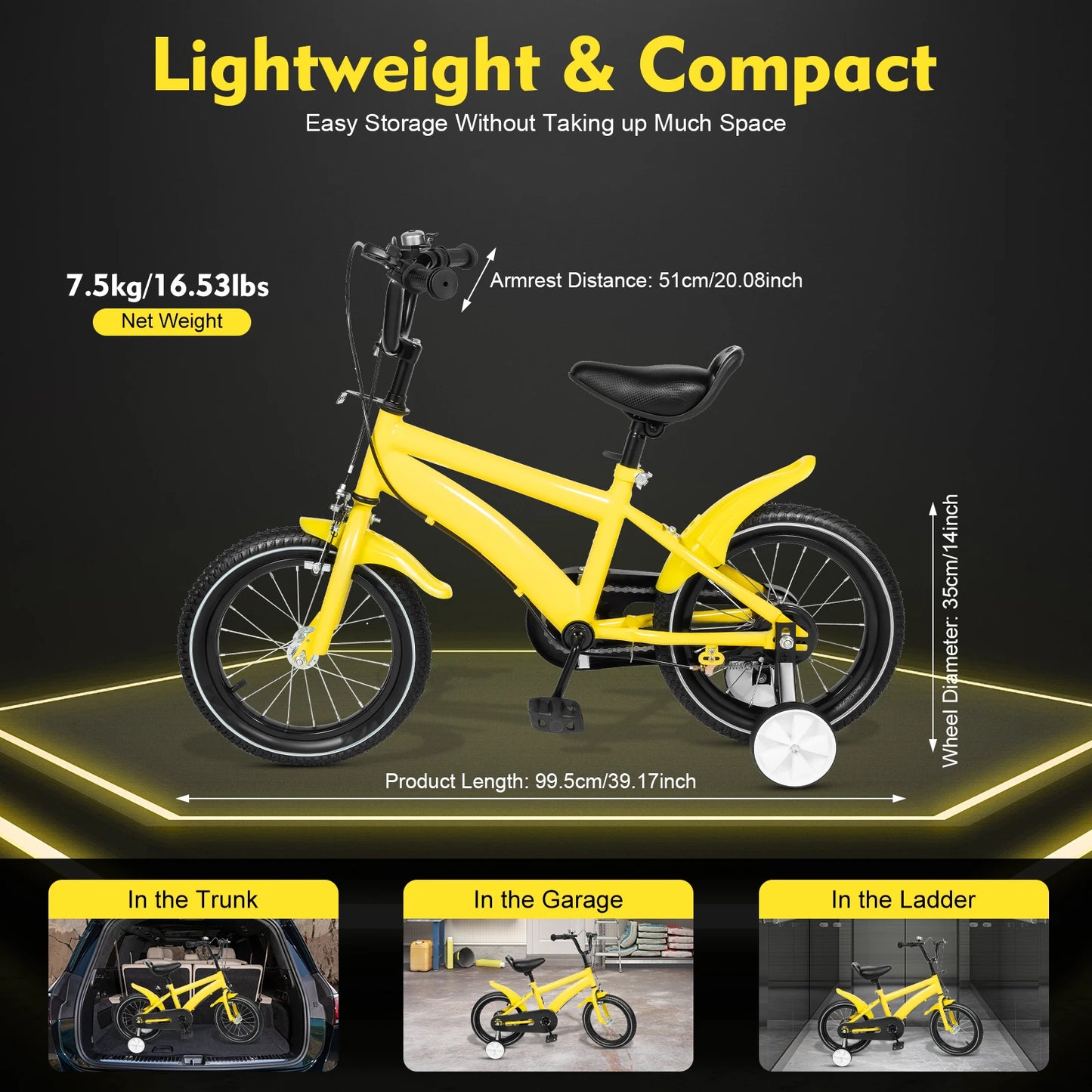 14-Inch Children's Bicycle with Training Wheels for Boys & Girls Ages 2-5