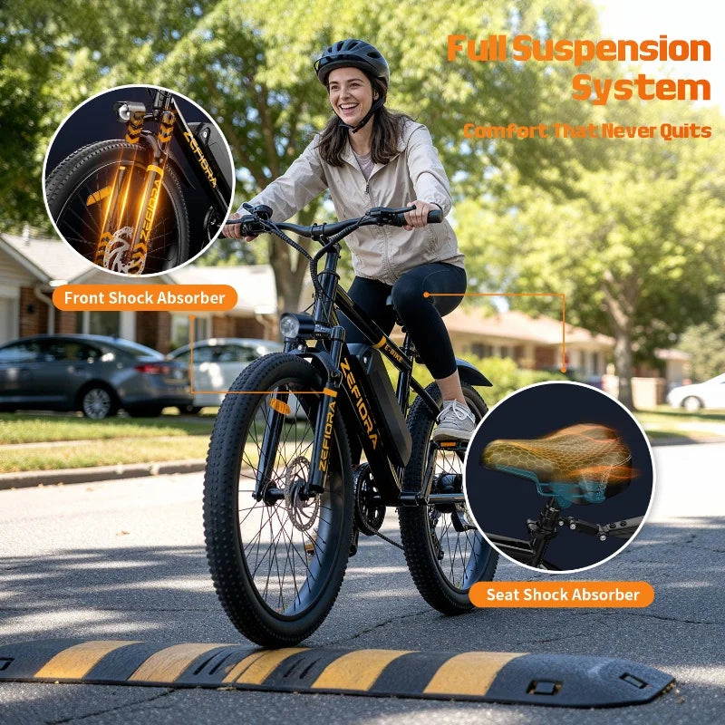 Zefiora M10 Electric Mountain Bike, 26/29-Inch Wheels, 1000W Motor, 48V Battery E-Bike