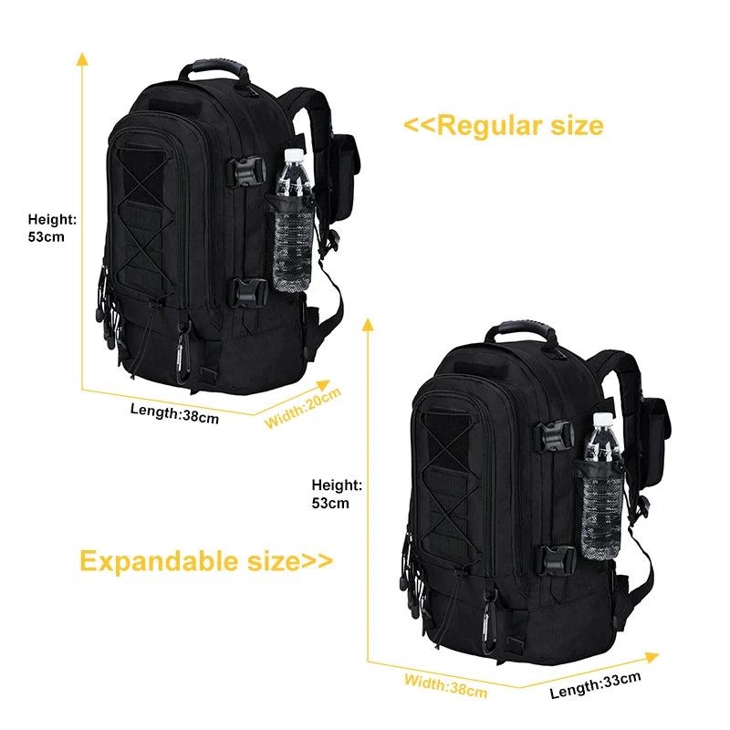 60L Military Tactical Backpack, Molle Assault Rucksack for Hiking, Camping & Travel