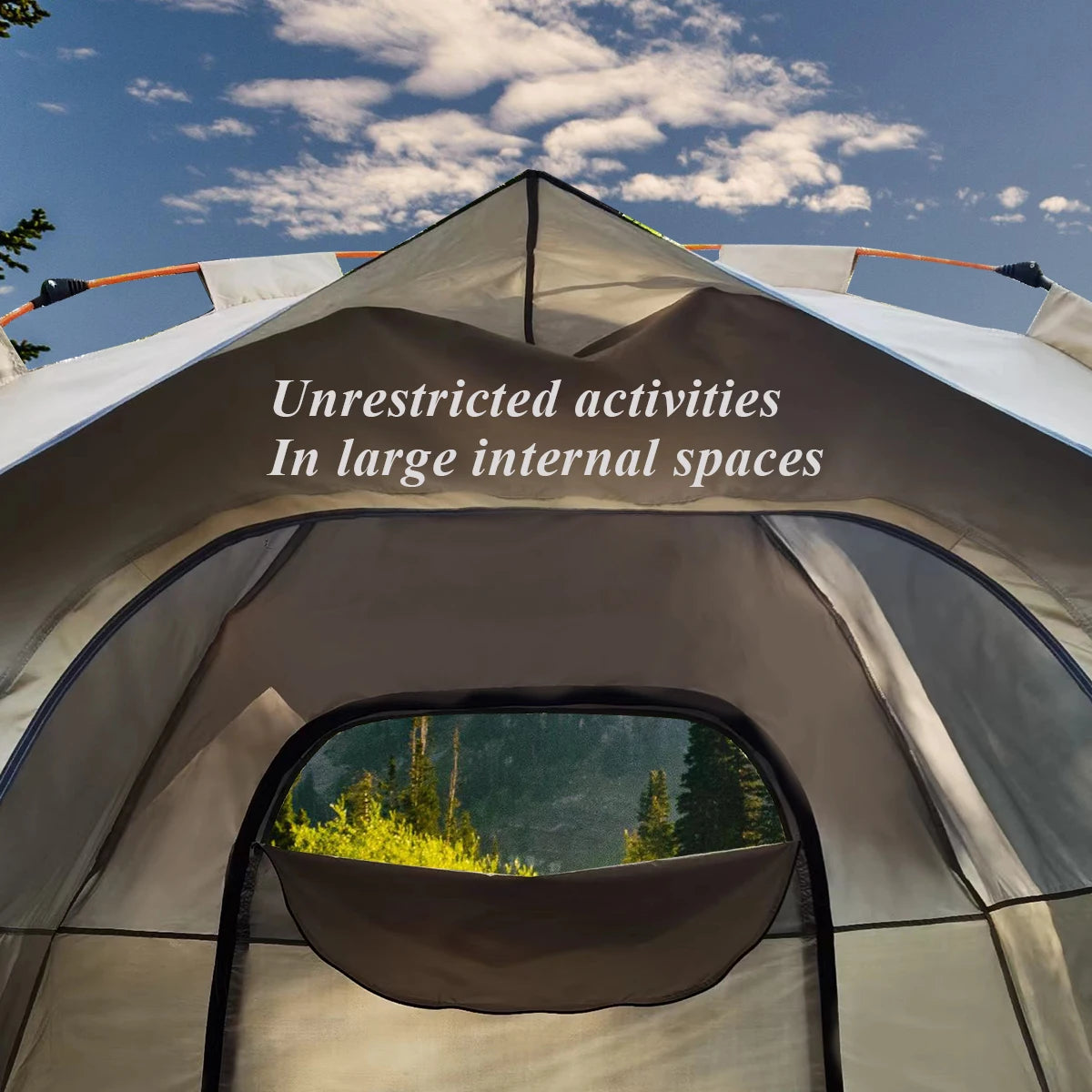 Outdoor Camping Tent, Two-Door Waterproof Shelter with Two Windows for Travel & Camping