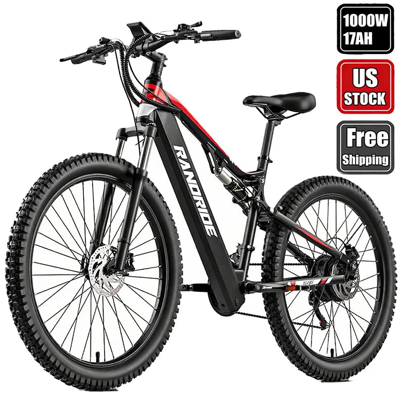 RANDRIDE YG90 Electric Mountain Bike with 1000W Motor and 48V 17Ah Battery