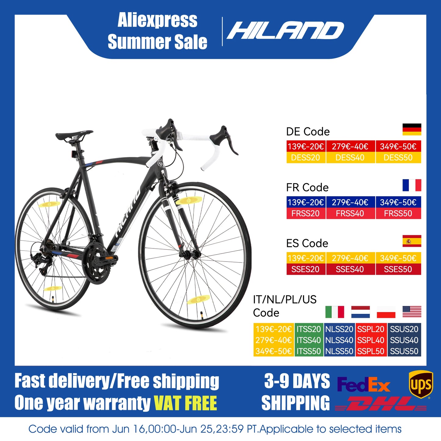 Hiland 700C Road Bike, 14-Speed Lightweight Aluminum Frame Racing & Commuter Bicycle