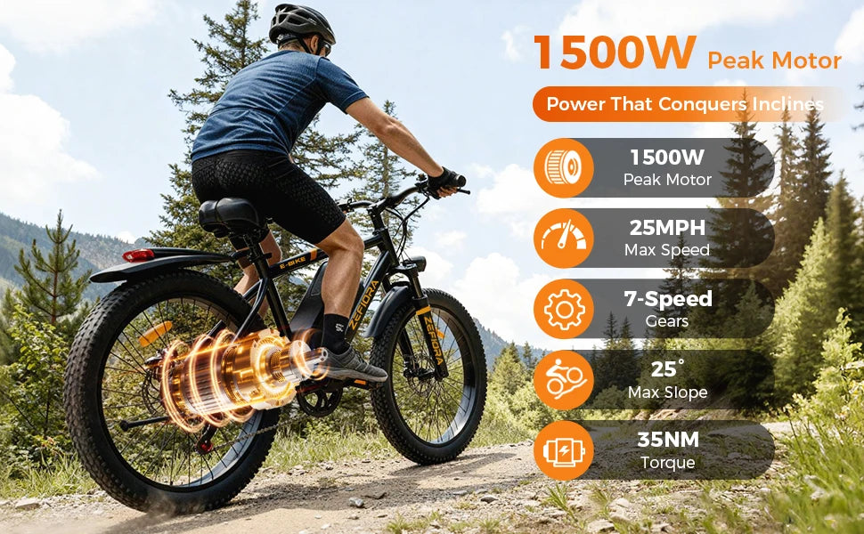 Zefiora M10 Electric Mountain Bike, 26/29-Inch Wheels, 1000W Motor, 48V Battery E-Bike