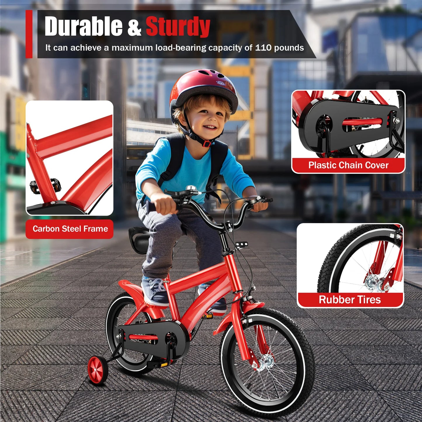 14-Inch Children's Bicycle with Training Wheels for Boys & Girls Ages 2-5