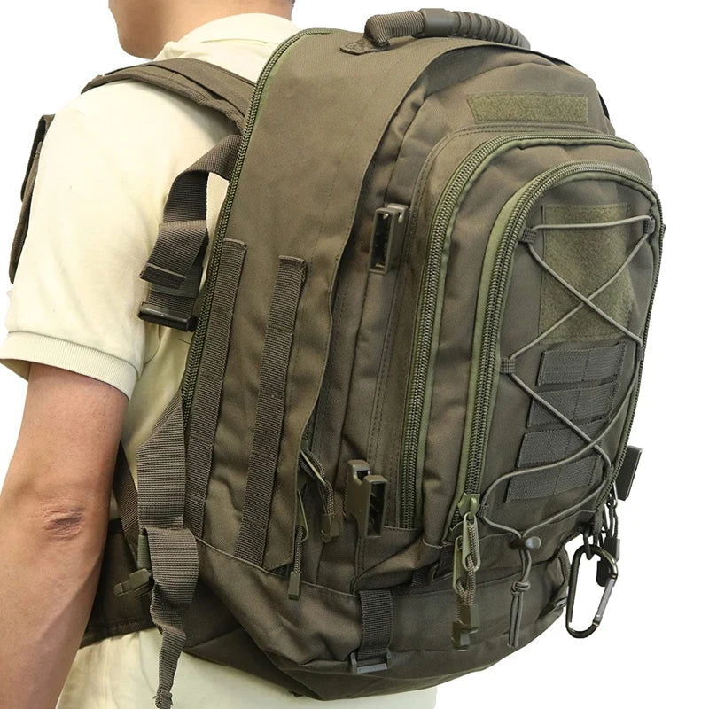 LQARMY 65L Tactical Backpack, Expandable Military MOLLE Rucksack for Hiking, Camping & Travel
