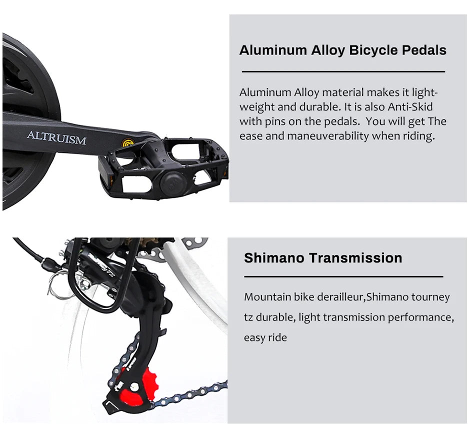 26-Inch Mountain Bike for Men & Women, 21-Speed Dual Suspension Bicycle with Disc Brakes