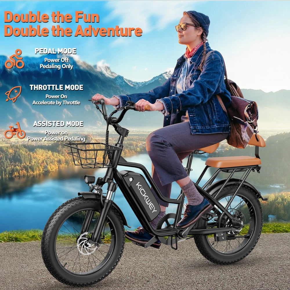 Kickwey LD20 Electric Bike for Adults – 1500W Peak Motor, 48V 20Ah Battery & 50-Mile Range