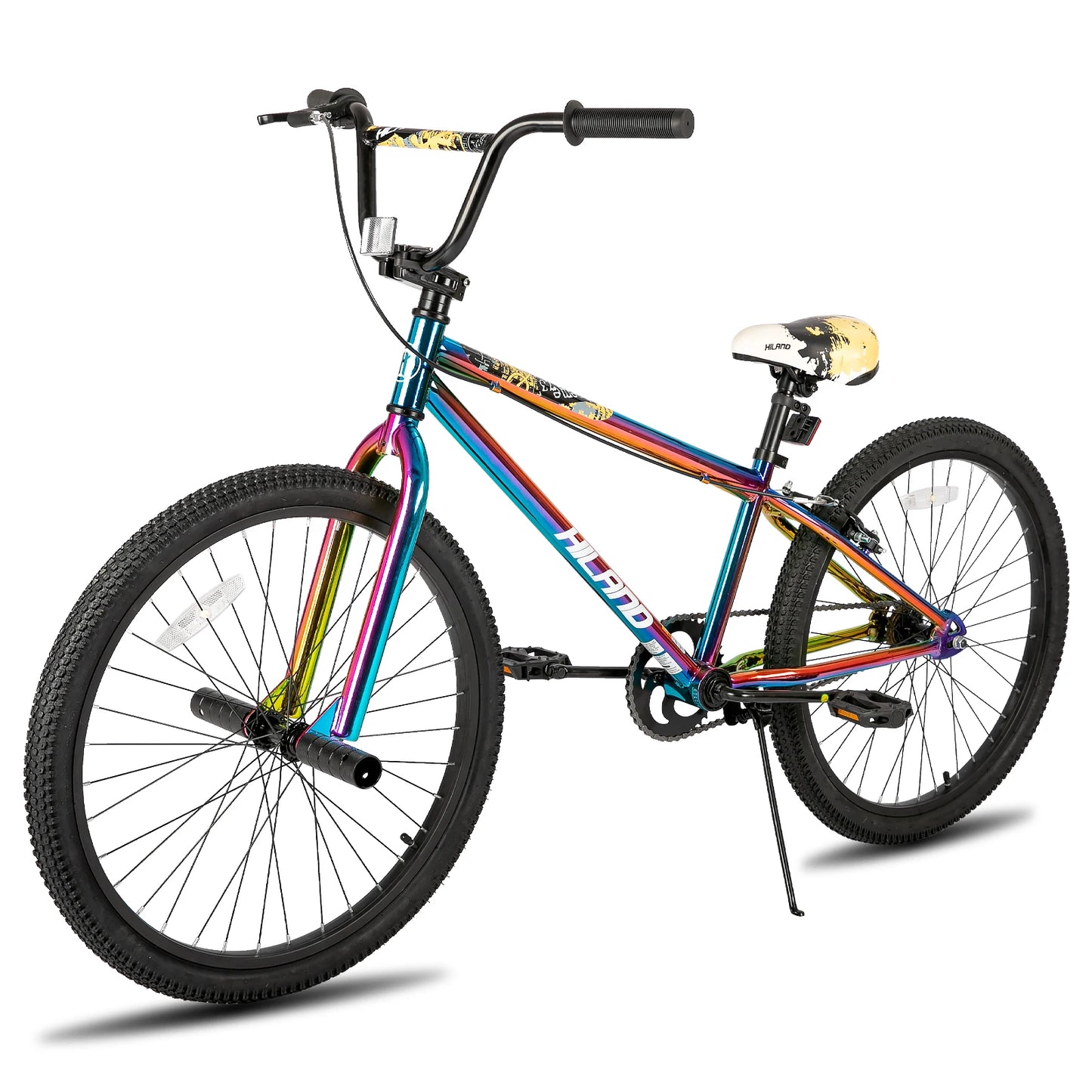 Hiland BMX Bike, 24/26-Inch Wheels, Freestyle Bicycle for Teens & Adults with 2 Pegs