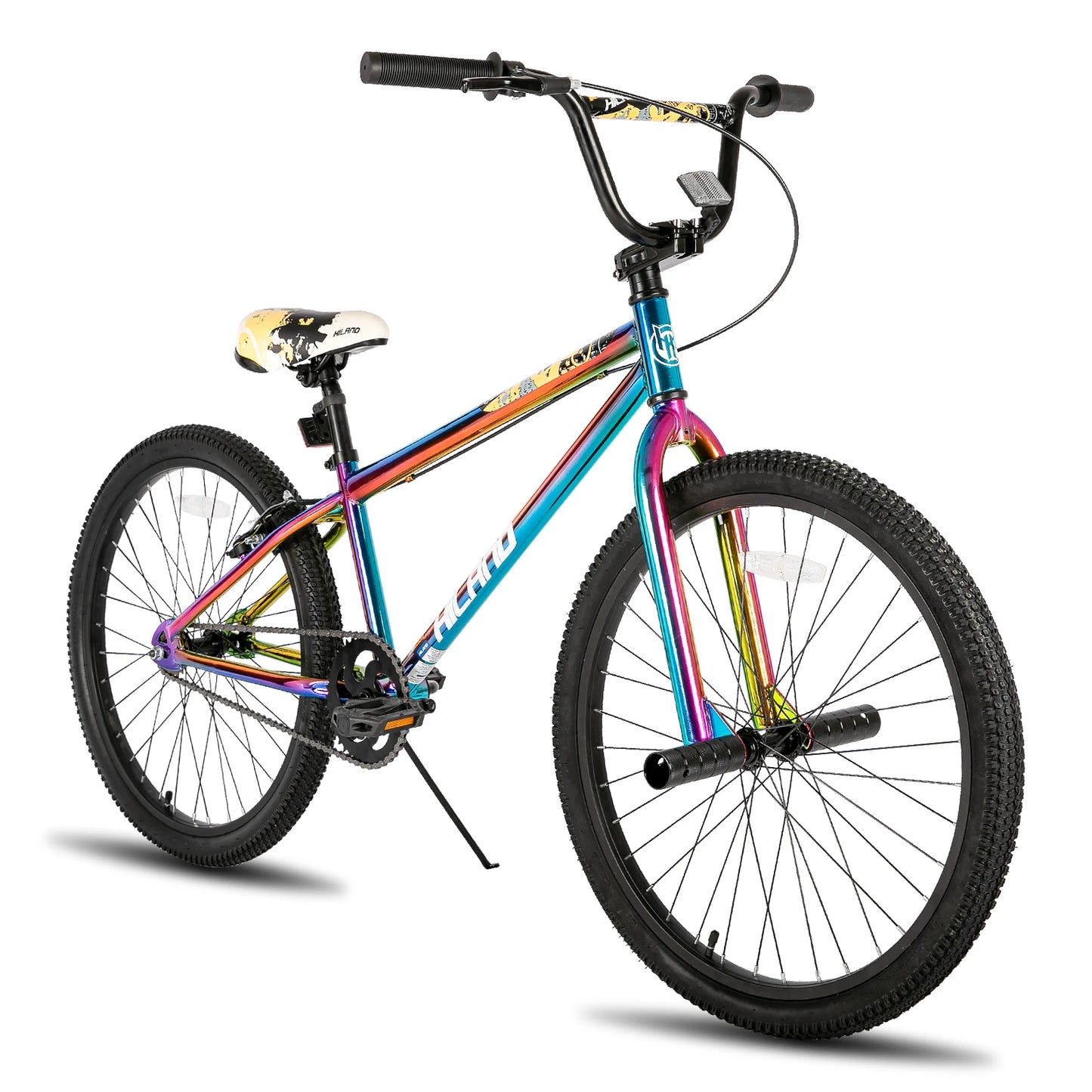 Hiland BMX Bike, 24/26-Inch Wheels, Freestyle Bicycle for Teens & Adults with 2 Pegs