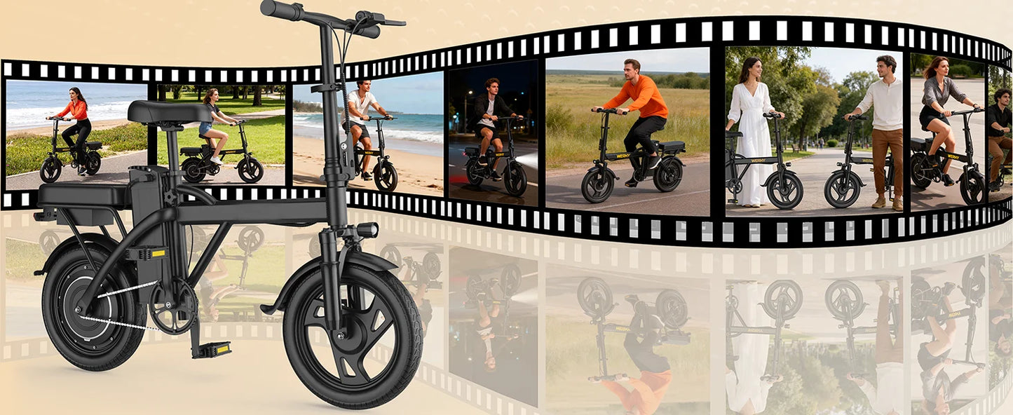 14" Foldable Electric Bike with 500W Motor & Dual Seats
