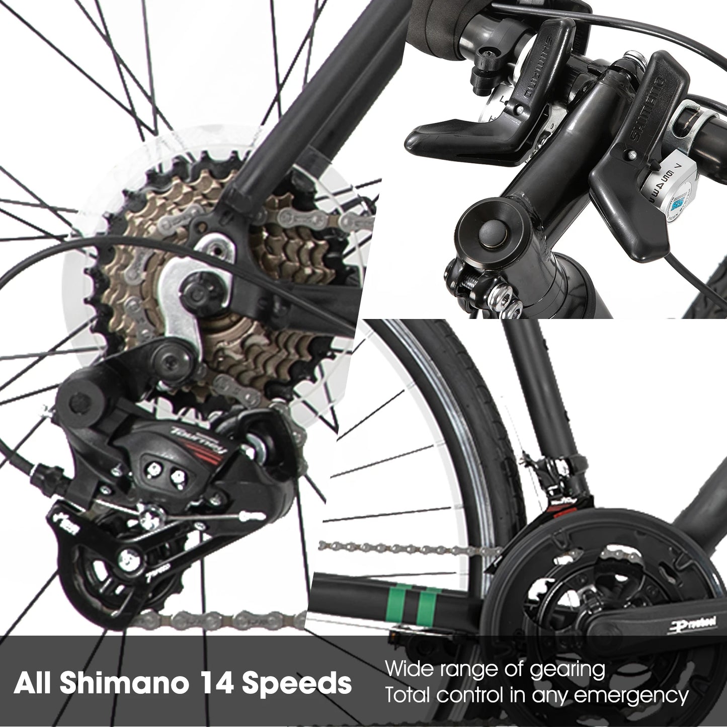 Hiland Aluminum Road Bike, Shimano 14-Speed Racing Bike, 53/57cm Frame for Men