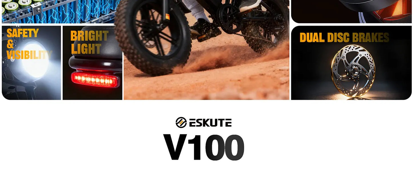 Eskute V100 Electric Bike – 1500W Peak Motor, 48V 13Ah Battery & 28MPH Top Speed