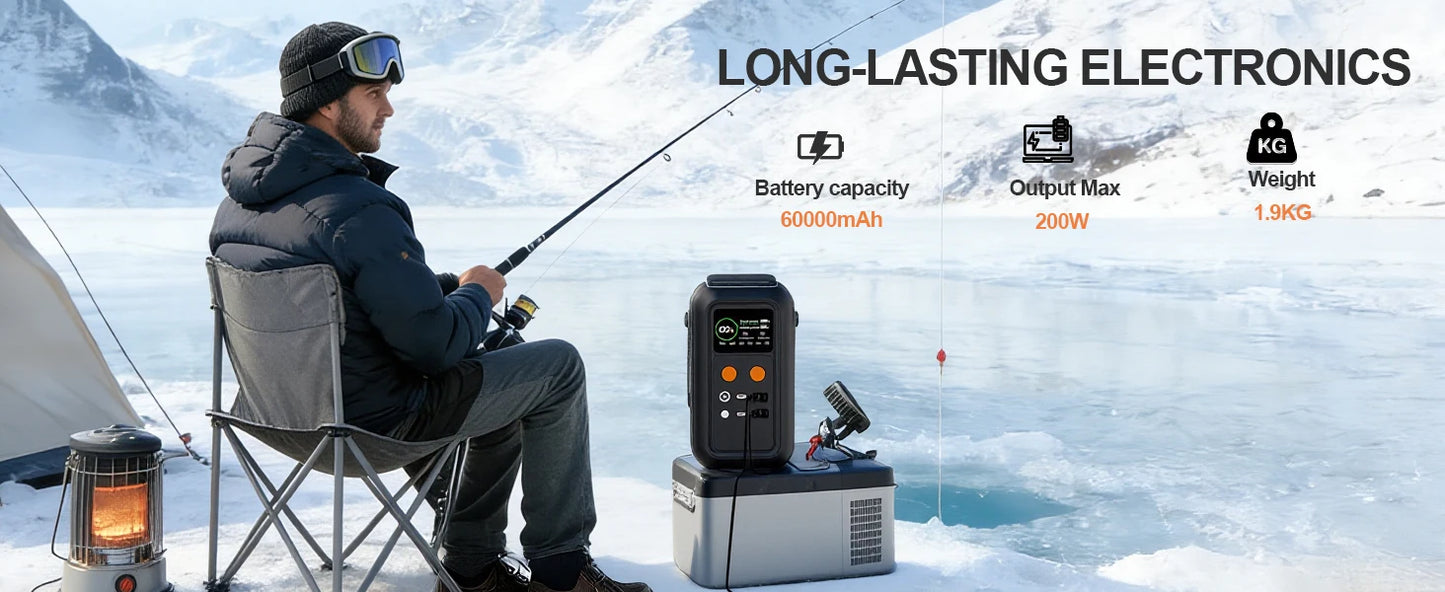 CTOLITY AXP200 200W Portable Power Station, 192Wh LiFePO4 Solar Generator with 60000mAh Battery