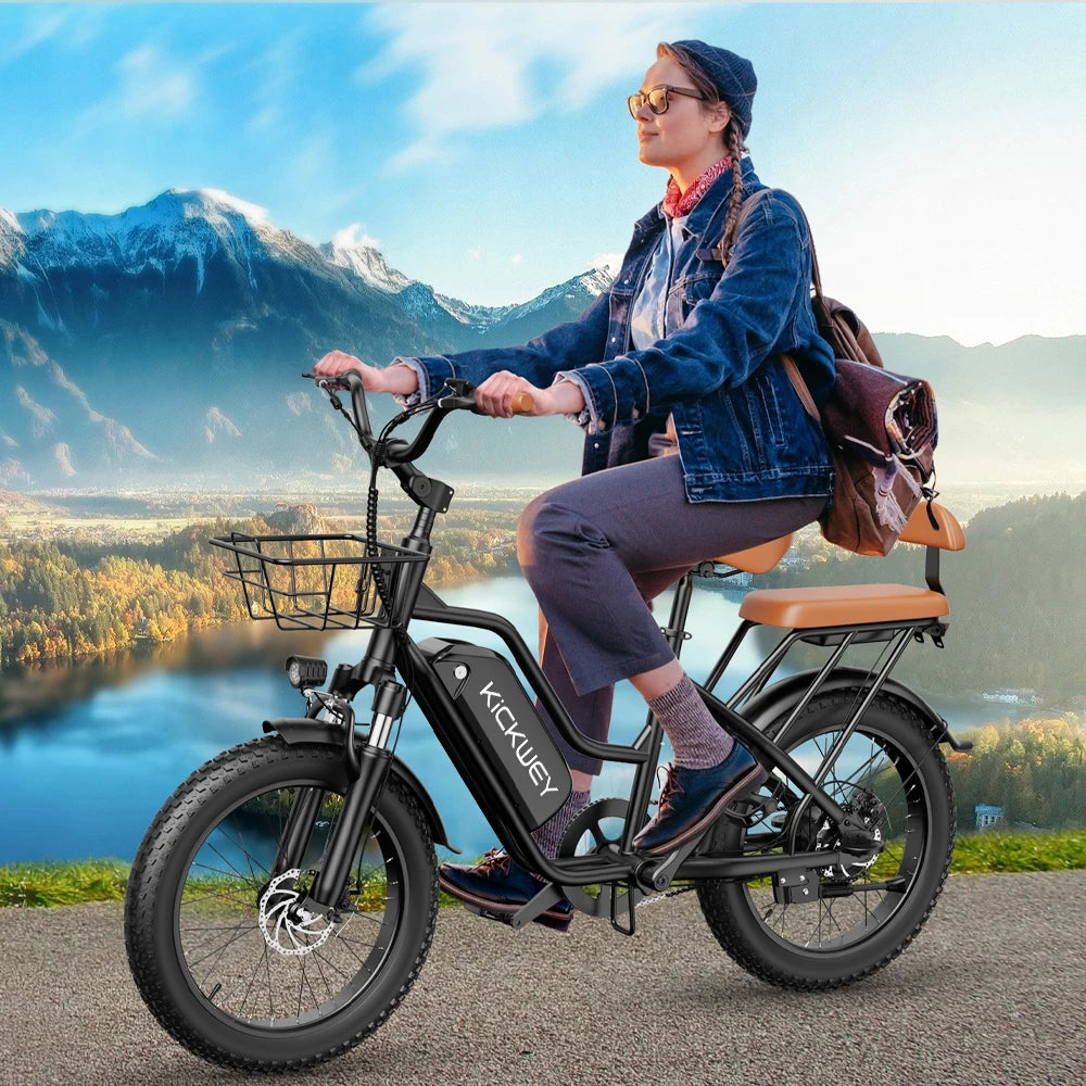 Kickwey LD20 Electric Bike for Adults – 1500W Peak Motor, 48V 20Ah Battery & 50-Mile Range