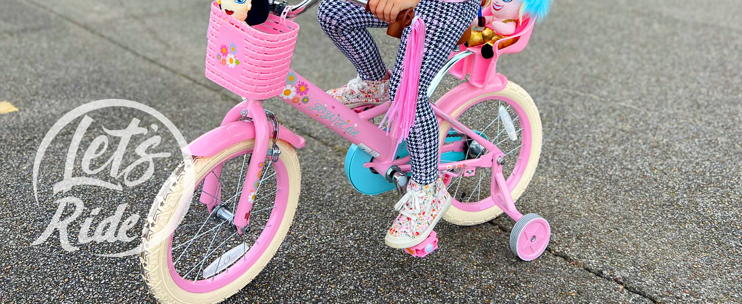 JOYSTAR Little Daisy Kids Bike for Girls Ages 2-7 Years with Doll Seat, Streamers, Flag & Number Plate