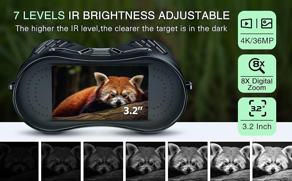 Night Vision Binoculars Goggles, 4K HD Video Recording, 8X Digital Zoom & 1000ft Viewing Range