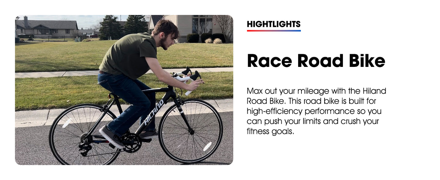 Hiland 700C Road Bike, 14-Speed Lightweight Aluminum Frame Racing & Commuter Bicycle